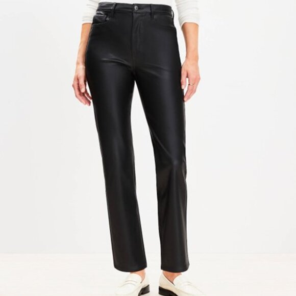 Five Pocket Straight Pants in Faux Leather Size 30 - Picture 1 of 4